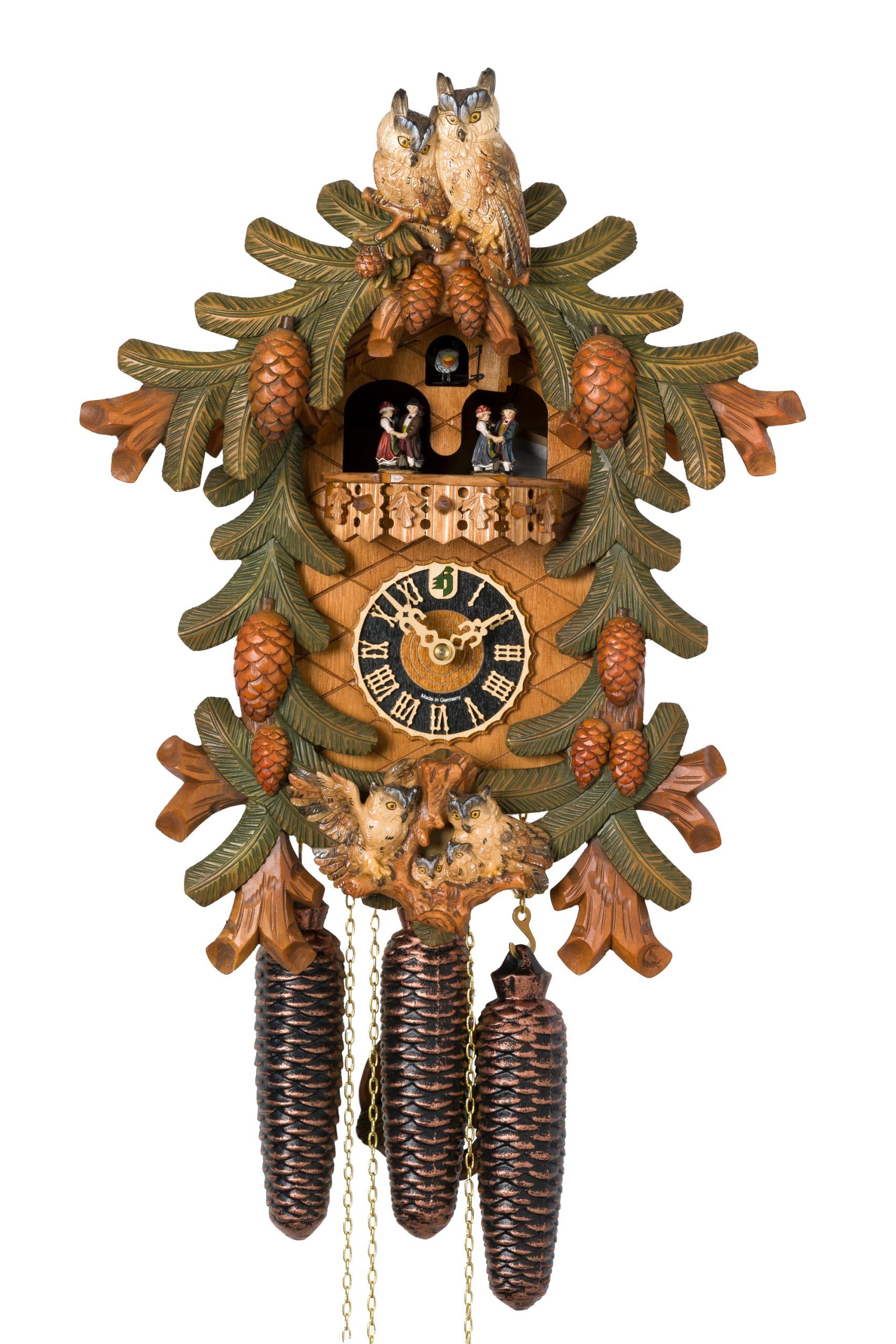 Hönes 8684‑4Tbu Painted Owl Cuckoo Clock