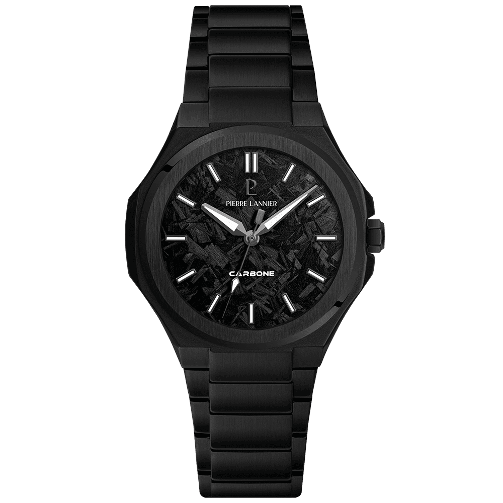 Pierre Lannier Graphite Men's Quartz Watch, Black Dial, Black Stainless Steel Strap 202K489