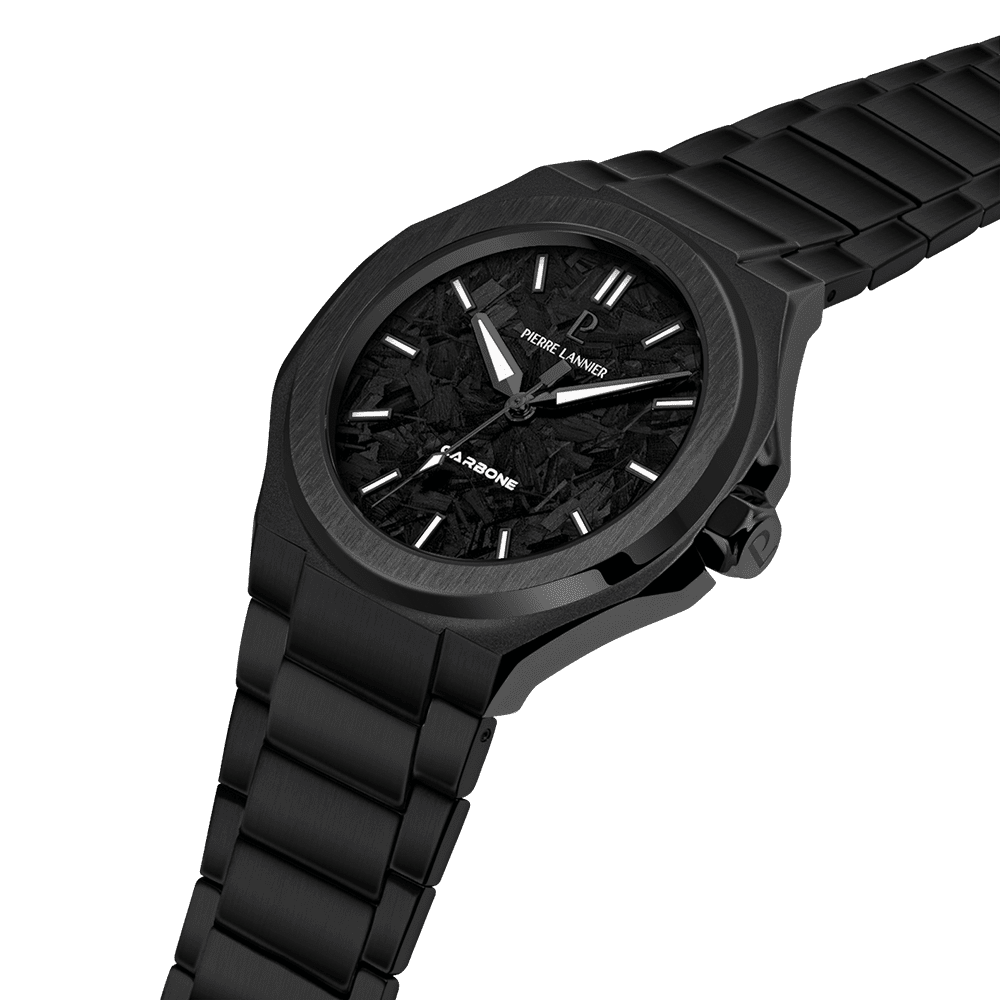 Pierre Lannier Graphite Men's Quartz Watch, Black Dial, Black Stainless Steel Strap 202K489 - Image 2