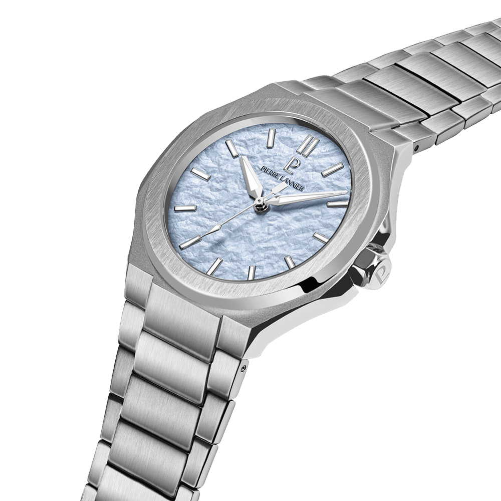Pierre Lannier Graphite Men's Quartz Watch, Ice Blue Dial, Silver Stainless Steel Strap 203G161 - Image 2